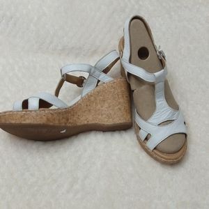B.O.C. White leather strap wedge